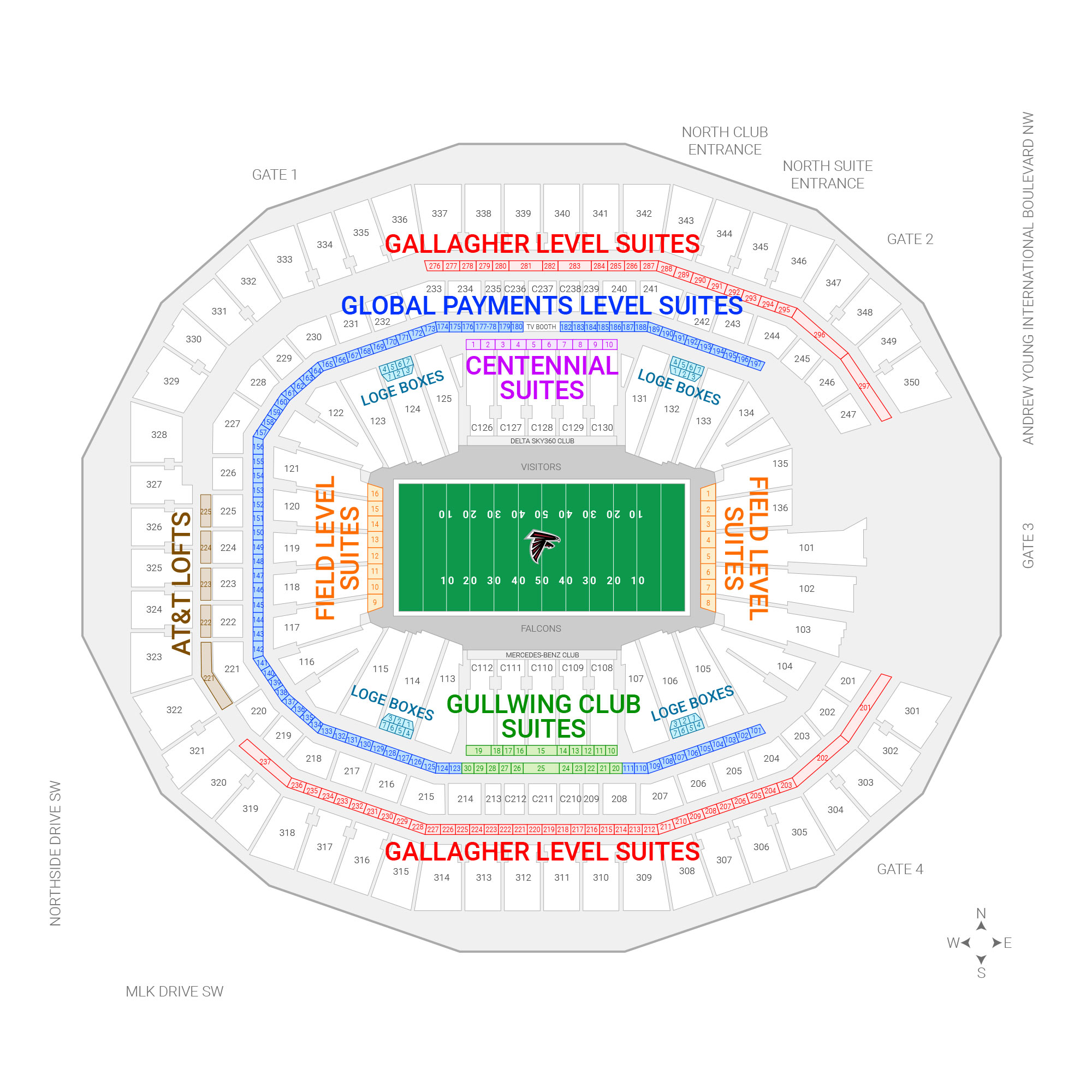 Mercedes-Benz Stadium / Atlanta Falcons Suite Map and Seating Chart